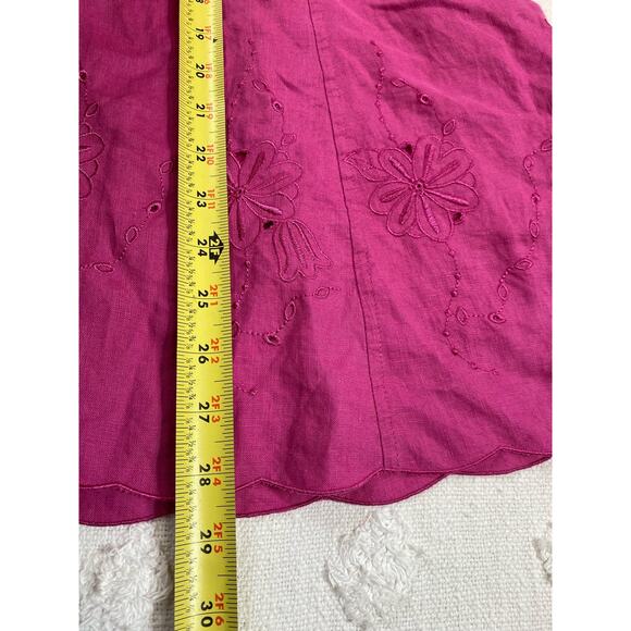 Your Six Sense 100% Linen Pink Midi Skirt Beach Coastal Floral Detail Coquette - Picture 8 of 9